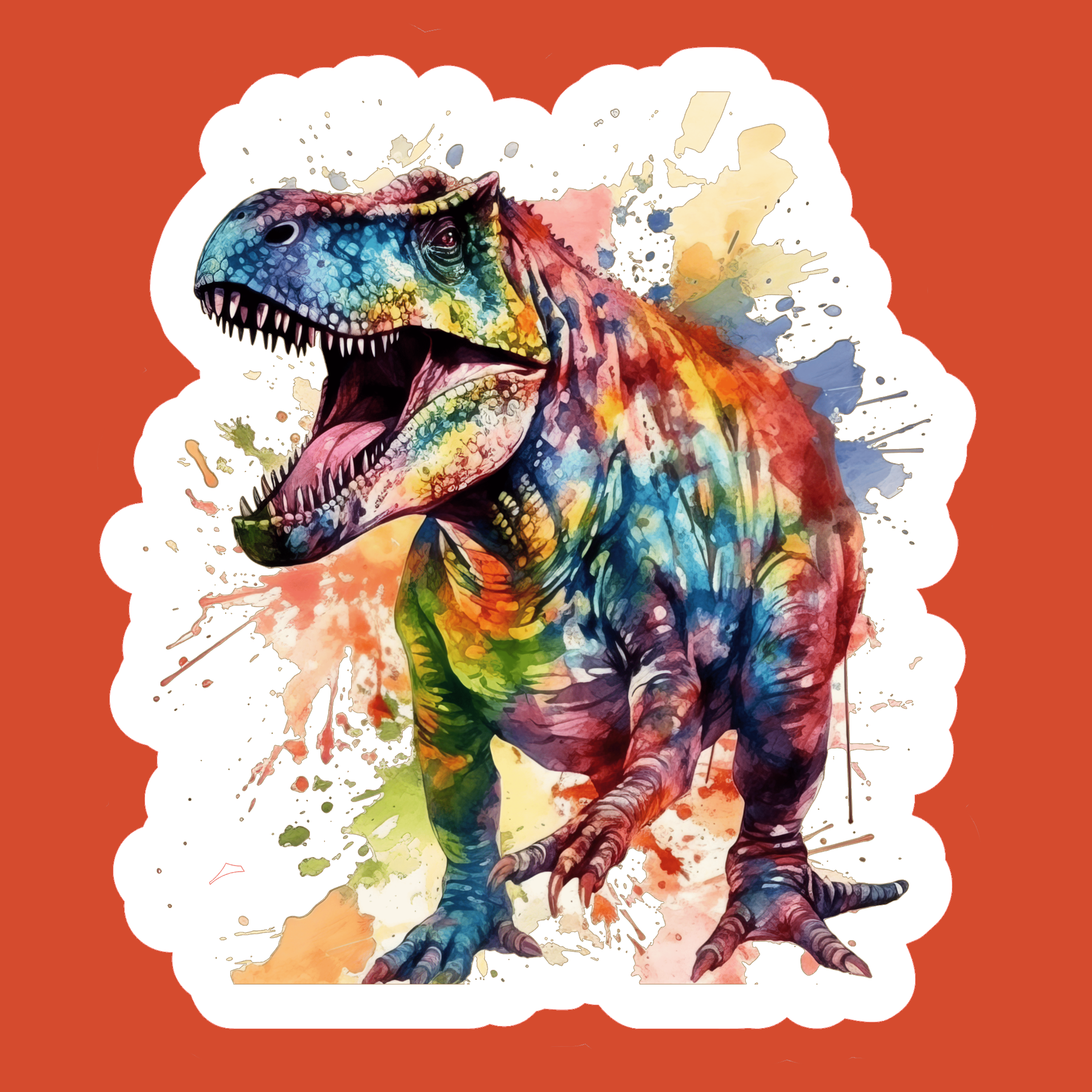 Colorful T-rex Dinosaur Watercolor Iron-On (HTV) Decals