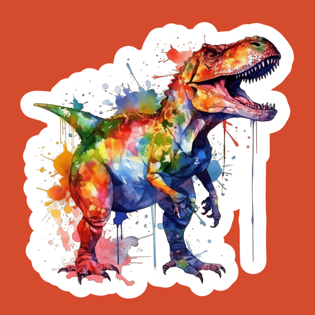 Colorful T-rex Dinosaur Watercolor - Sticker Bits