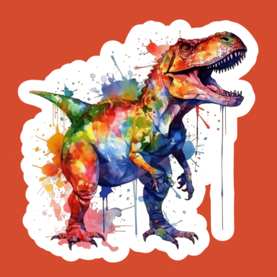 Colorful T-rex Dinosaur Watercolor