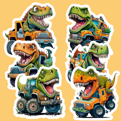 T Rex Dinosaur Watercolor Sticker Sets