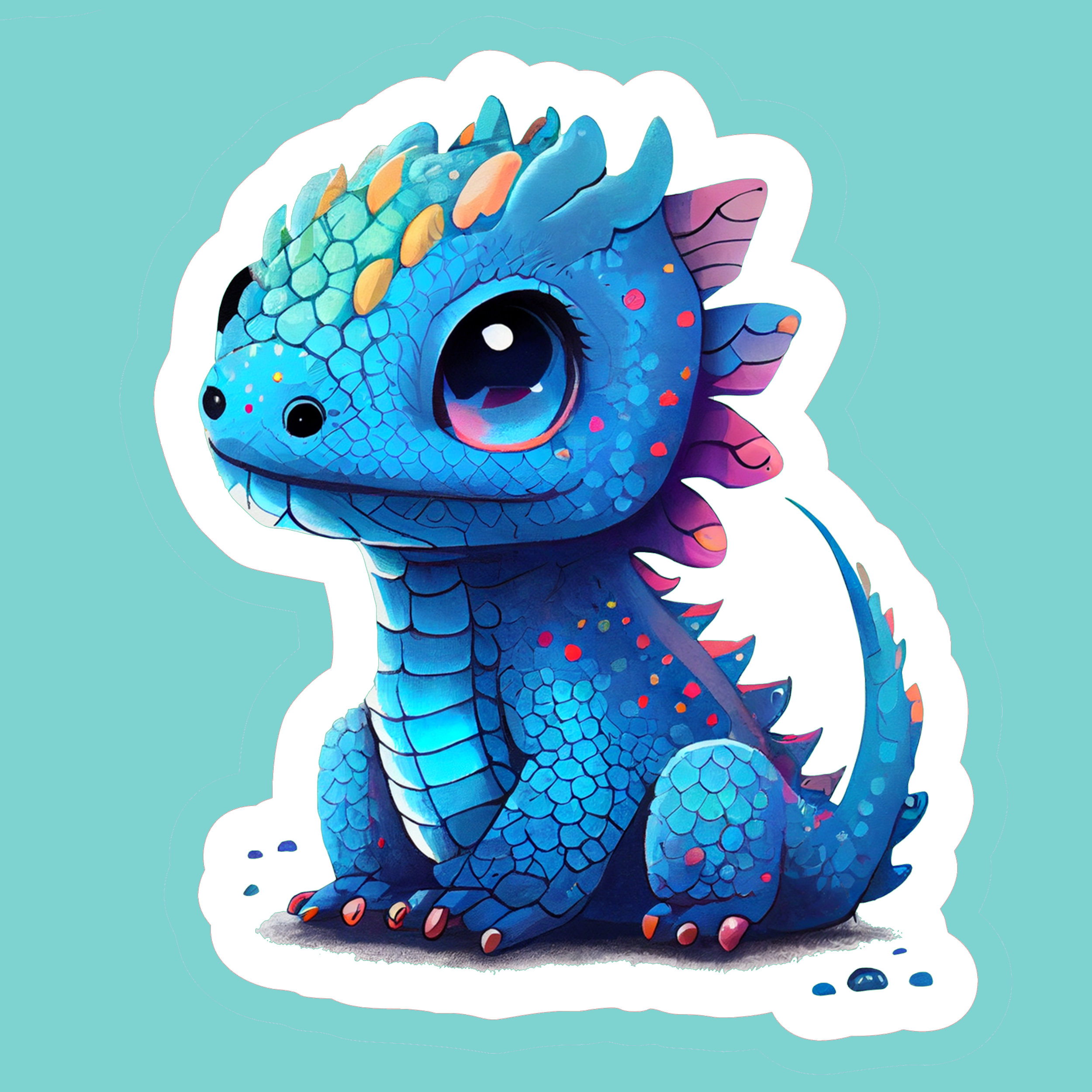 Blue Baby Dragon Stickers