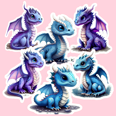 Purple Baby Dragon Sticker Sets