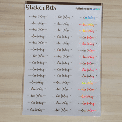 Foiled Planner Stickers 12.5 cm x 18 cm