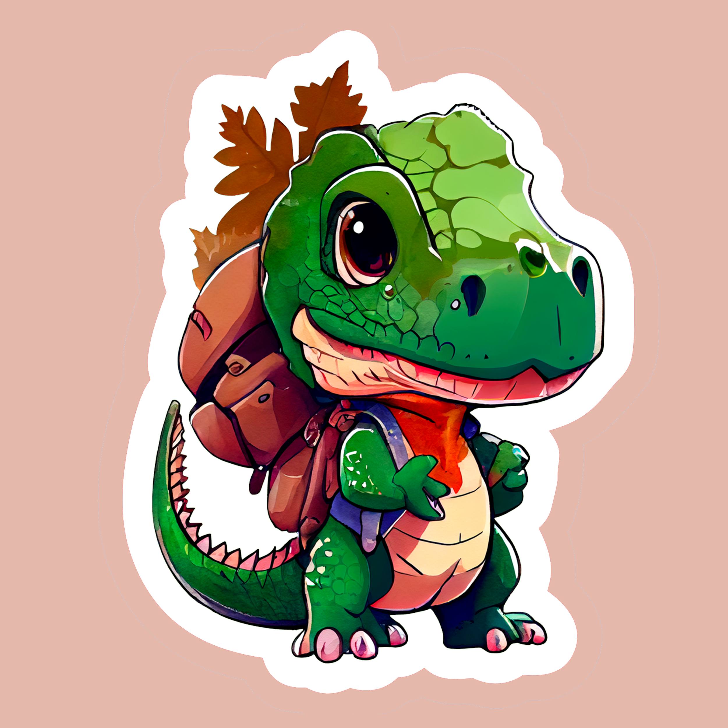 Cute Watercolour T Rex Dinosaur Stickers