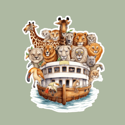 Animal Boat Safari Iron On (HTV) Decal