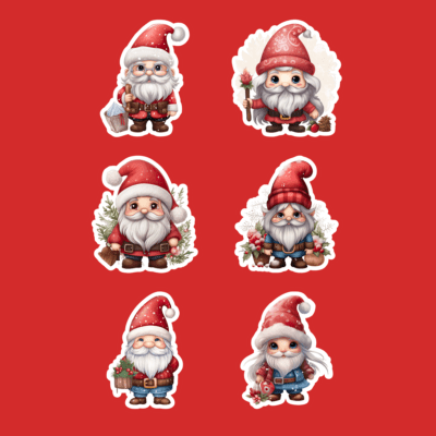 More Cute Christmas Gnome Sticker Sets