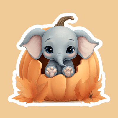 Cute Animals in a Pumpkin Stickers