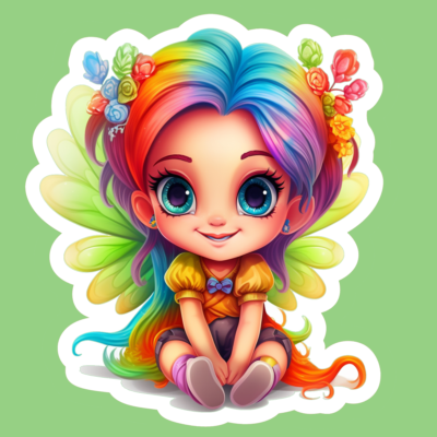 Cute Rainbow Fairy Wall Decals 1-12