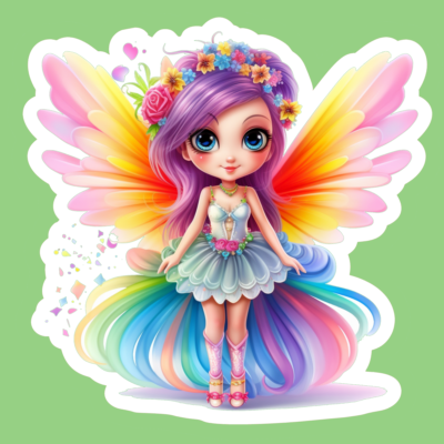 Cute Rainbow Fairy Wall Decals 37-48