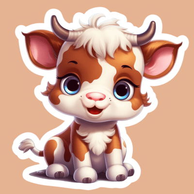 Cute Baby Calf Wall Decals