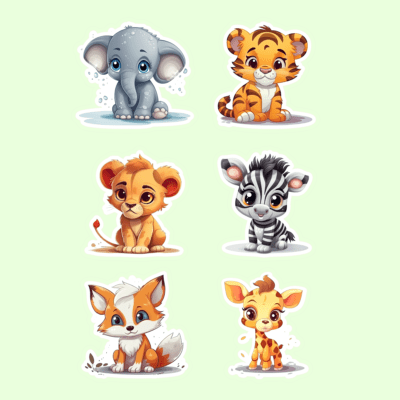 Cute Baby Animal Sticker Set