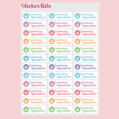 A5 Planner Sticker Sheet: Grooming Appointment