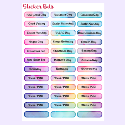 A5 Planner Sticker Sheet: Australian Holidays
