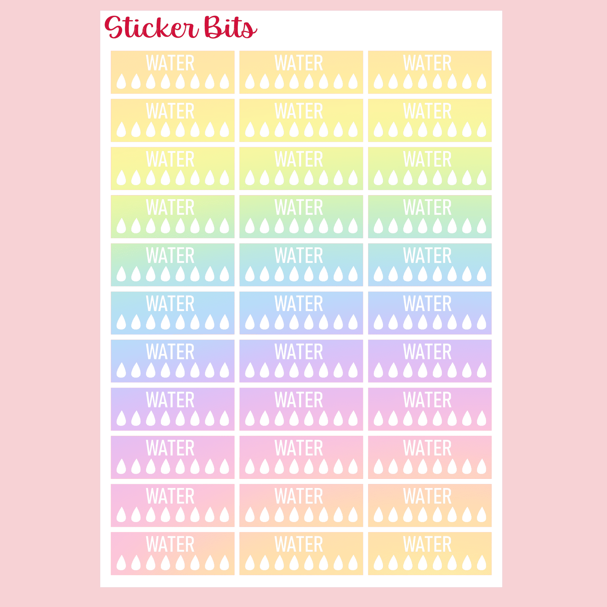 A5 Planner Sticker Sheet: Water - Sticker Bits