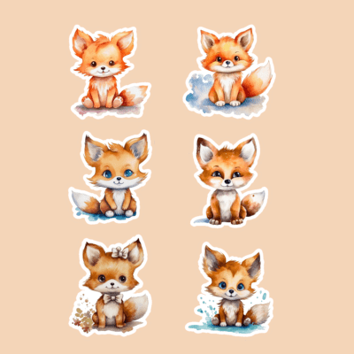 Kawaii Cute Baby Fox  Sticker Set