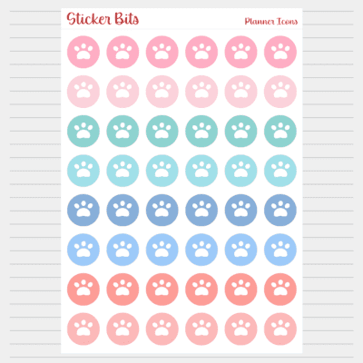 Pet Planner Icon Stickers 8.75 cm (w) x 12.5 cm (h) Solid Colours