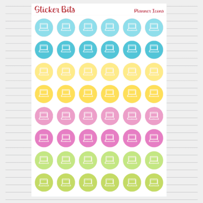 Laptop icon planner stickers
